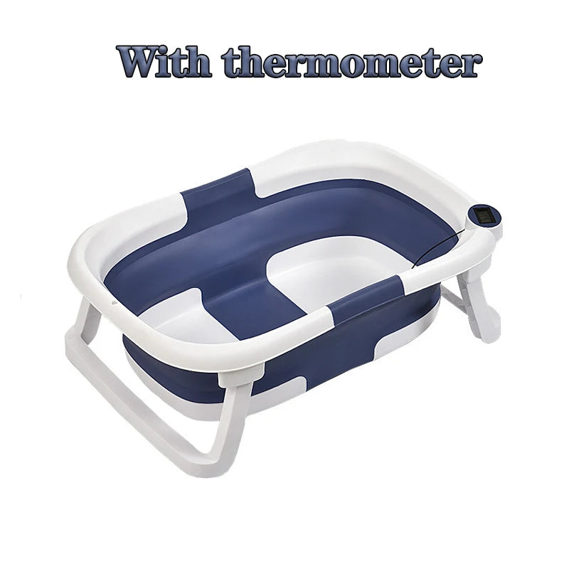 Real-Time Temperature Silicone Baby Take a Bath Bathtub Non-Slip Foot Bath Bucket Folding Bathroom with Temperature Sensing