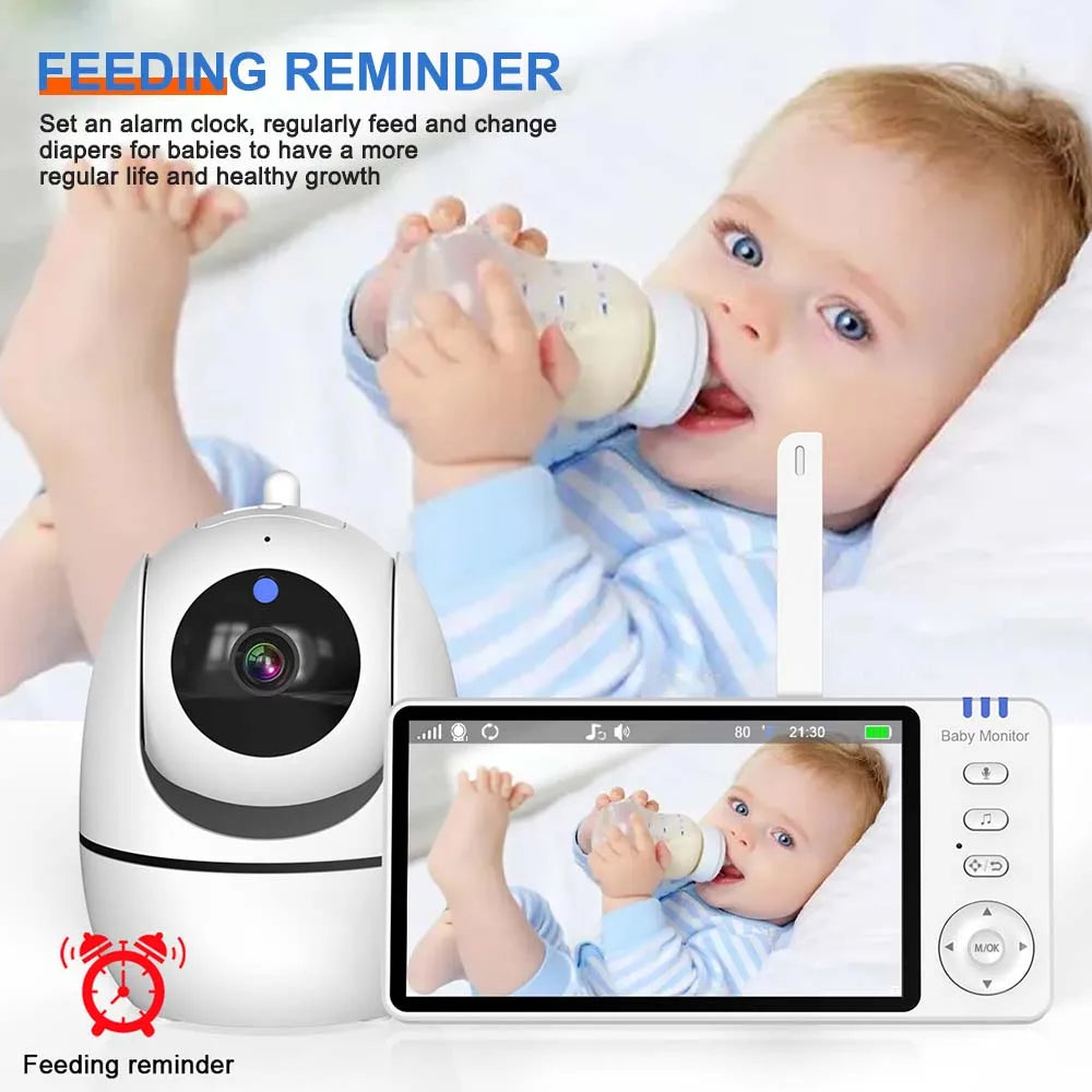 Ultimate 5-Inch HD Video Baby Monitor with PTZ Zoom, Lullabies & Temperature Alerts for Peace of Mind
