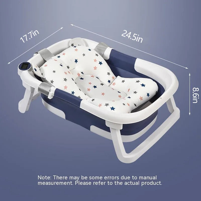 Real-Time Temperature Silicone Baby Take a Bath Bathtub Non-Slip Foot Bath Bucket Folding Bathroom with Temperature Sensing