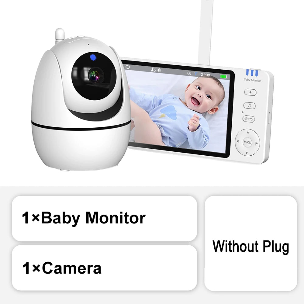 Ultimate 5-Inch HD Video Baby Monitor with PTZ Zoom, Lullabies & Temperature Alerts for Peace of Mind
