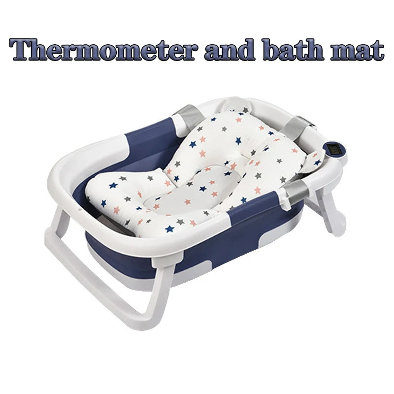 Real-Time Temperature Silicone Baby Take a Bath Bathtub Non-Slip Foot Bath Bucket Folding Bathroom with Temperature Sensing