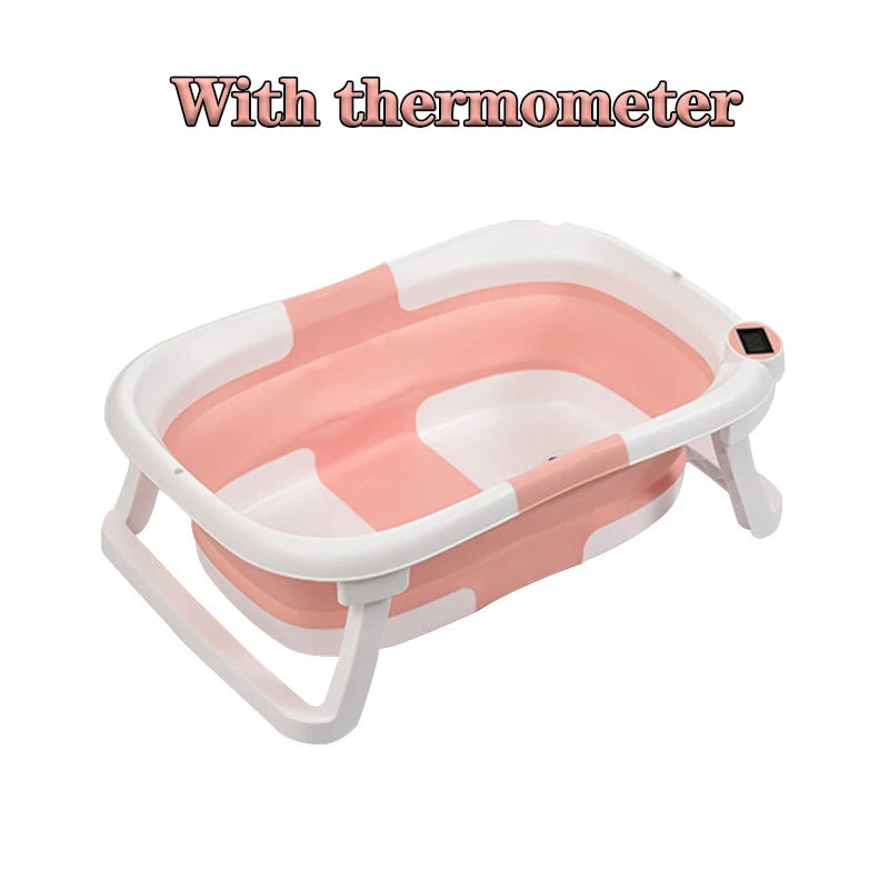 Real-Time Temperature Silicone Baby Take a Bath Bathtub Non-Slip Foot Bath Bucket Folding Bathroom with Temperature Sensing