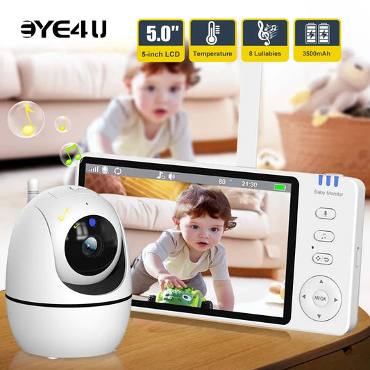 Ultimate 5-Inch HD Video Baby Monitor with PTZ Zoom, Lullabies & Temperature Alerts for Peace of Mind